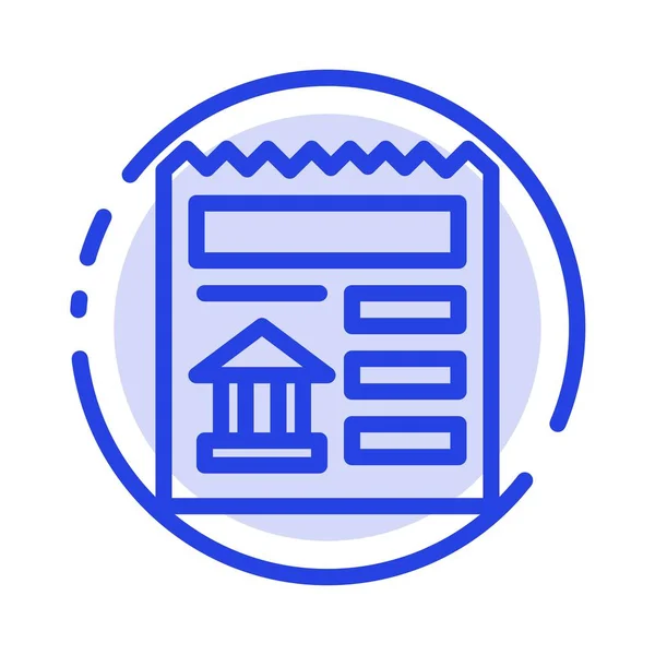 Базовий, документ, користувальницький інтерфейс, Банк синя пунктирна лінія лінії значок — стоковий вектор