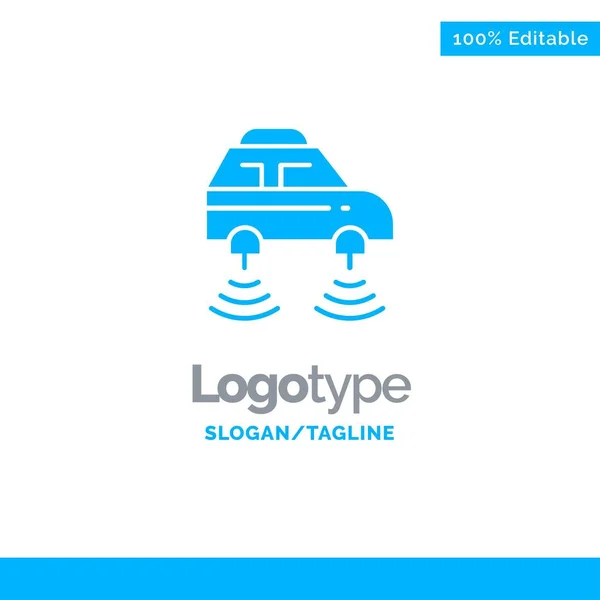 Car, Electric, Network, Smart, wifi Blue Solid Logo Template. Pl