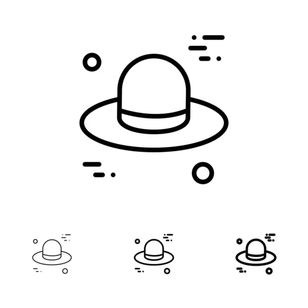 Hatt, Cap, Kanada Fet och tunn svart linje ikon set — Stock vektor