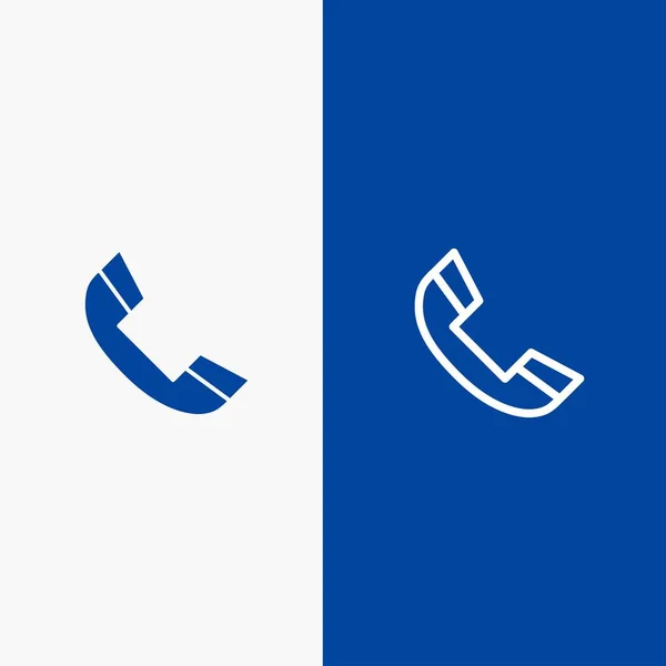 Call, Phone, Ring, Telephone Line and Glyph Solid icon Blue bann — Stock Vector