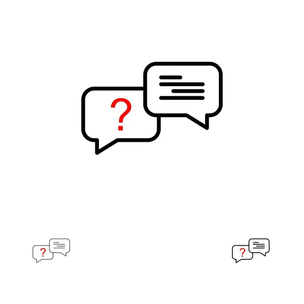 Chat, Bubble, popup, bericht vet en dunne zwarte lijn icon set — Stockvector