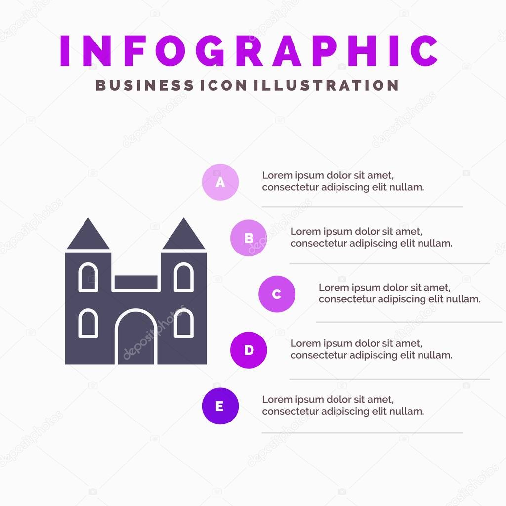 Big, Cathedral, Church, Cross Solid Icon Infographics 5 Steps Pr