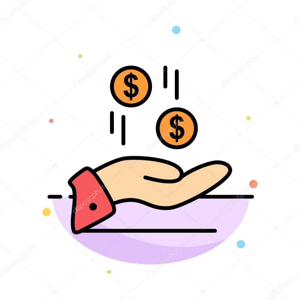 Hand, Dollar, Money, Currency, Charity Abstract Flat Color Icon 