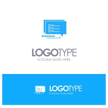 Sohbet, Sms, Mesaj, Slogan için Mavi Katı Logo Yazın