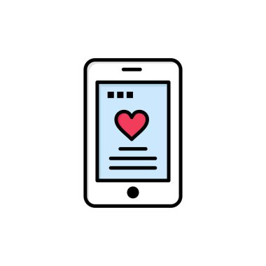 Cep, Aşk, Telefon, Düğün Düz Renk Simgesi. Vektör simgesi afiş 