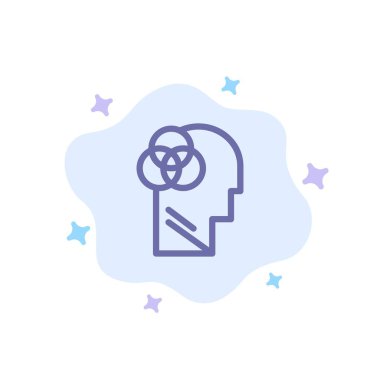 İnsan Zekası, İnsan, Akıllı, Baş Mavi Simge Abstra