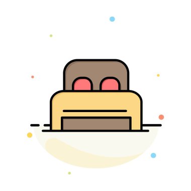 Yatak, Uyku, Oda, Otel Soyut Düz Renk Simgesi Şablonu