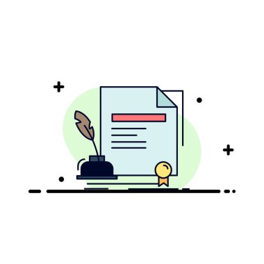 Sözleşme, kağıt, belge, anlaşma, ödül düz renk simgesi Vect