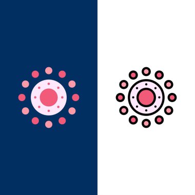 Çiçek, Bahar, Tatil, Paskalya Simgeleri. Düz ve Hat Dolgulu Ico