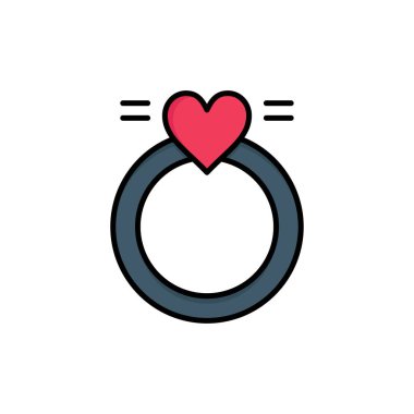 Yüzük, Evlilik, Aşk, Düğün Düz Renk Simgesi. Vektör simgesi bann