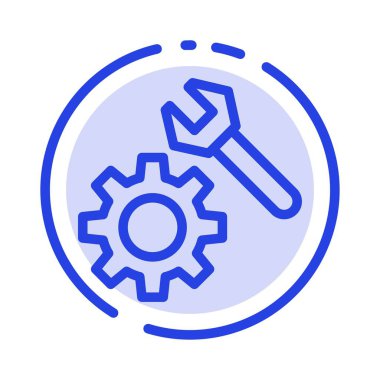 Ayar, Anahtar, Dişli Mavi Noktalı Çizgi Simgesi