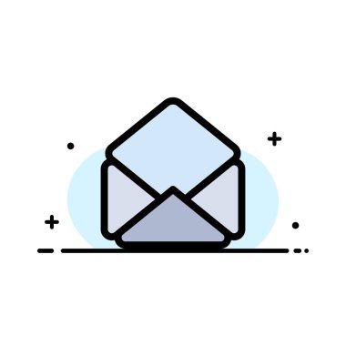 Posta, E-posta, Açık İş Düz Hat Dolu Simge Vektör Banner 