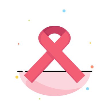 Kurdele, Farkındalık, Kanser Soyut Düz Renk Simgesi Şablonu