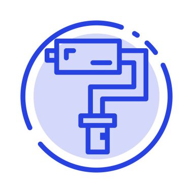 Boya Rulo, Fırça, Boyacı, Takım Mavisi Noktalı Çizgi Simgesi