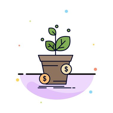 dolar, büyüme, pot, kar, iş Düz Renk Simge Vektör