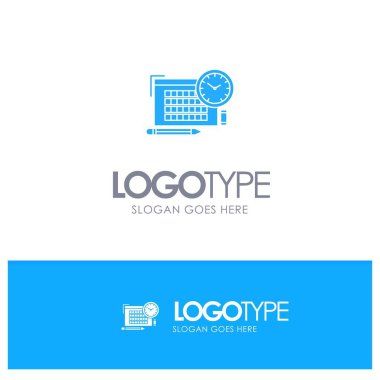 Zaman, Dosya, Kalem, Odak Mavi Katı Logo sloganı için yer ile