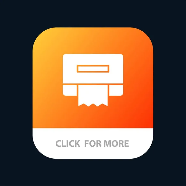 Nettoyage, Papier, Bouton d'application mobile de tissu. Glyphe Android et IOS — Image vectorielle