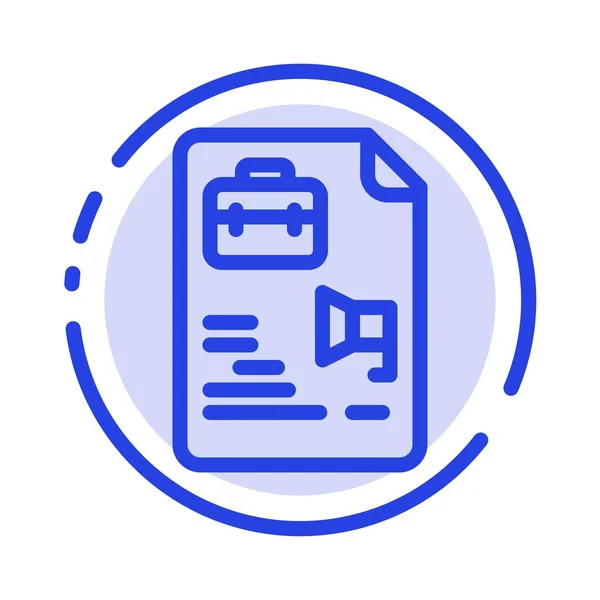 File, Document, Job, Bag Blue Dotted Line Line Icon — Stock Vector