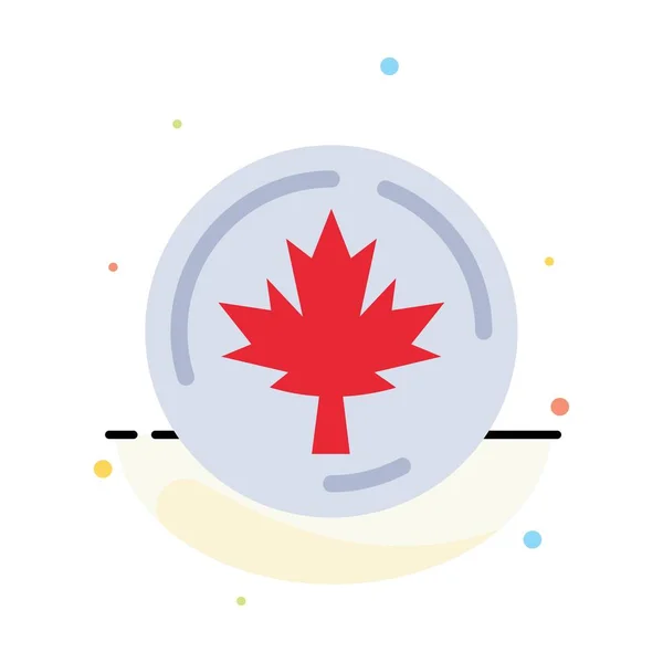 Automne, Canada, Feuille, Érable Résumé Modèle d'icône de couleur plate — Image vectorielle