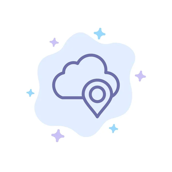 Cloud, Mappa, Pin, Marker Icona blu su sfondo astratto nuvola — Vettoriale Stock