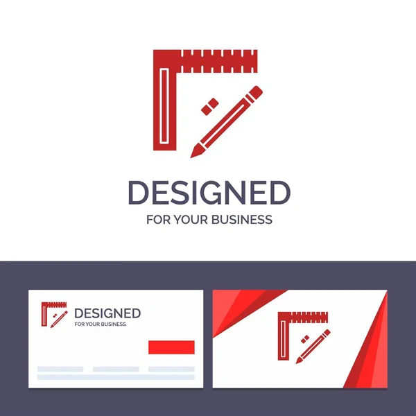 Kreative Visitenkarte und Logovorlage Lineal, Konstruktion, pe — Stockvektor