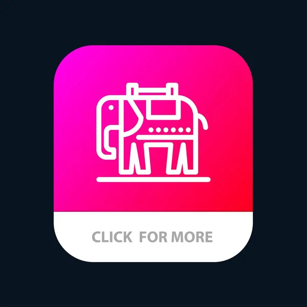 Elefante, Americano, Usa Mobile App Button. Android e IOS Line —  Vetores de Stock