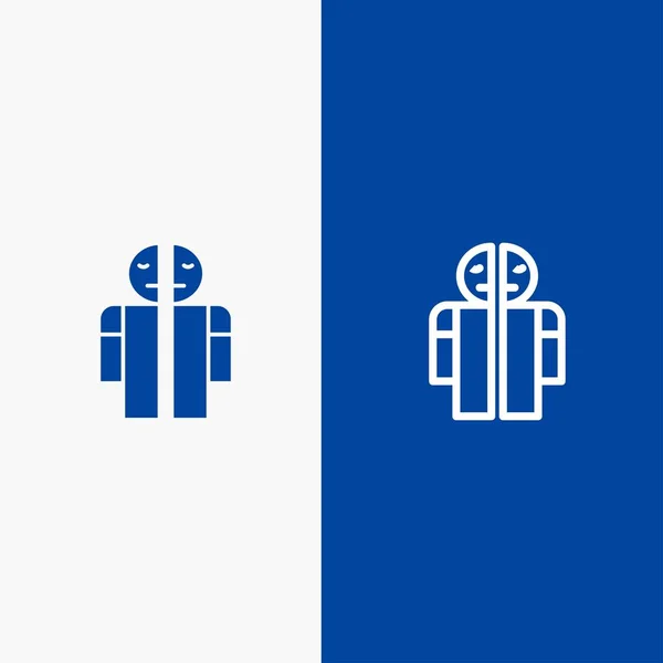 Homme cassé, cassé, médical, ligne humaine et glyphe icône solide Blu — Image vectorielle
