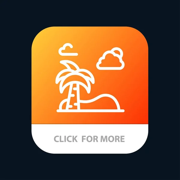 Strand, Palm, träd, Spring mobilapp-knappen. Android och iOS lin — Stock vektor