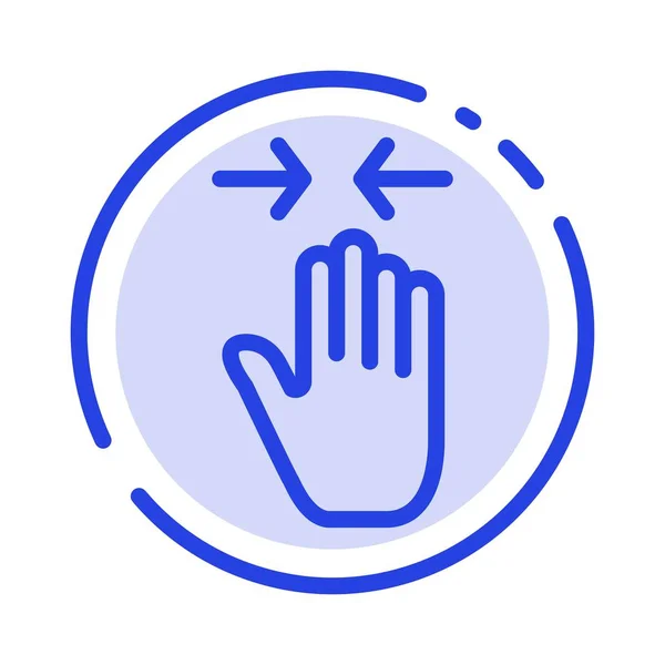 Hand, Gesture, Pinch, Arrow, zoom in Blue Dotted Line Icon — стоковый вектор