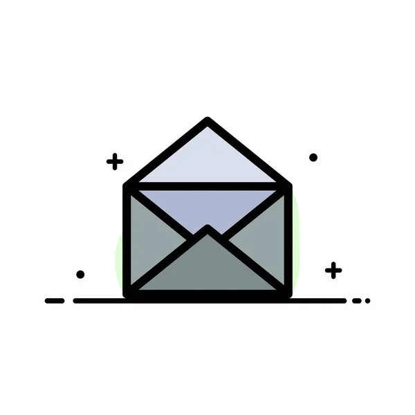 Email, Mail, Mensaje, Open Business Flat Line Filled Icon Vecto — Vector de stock