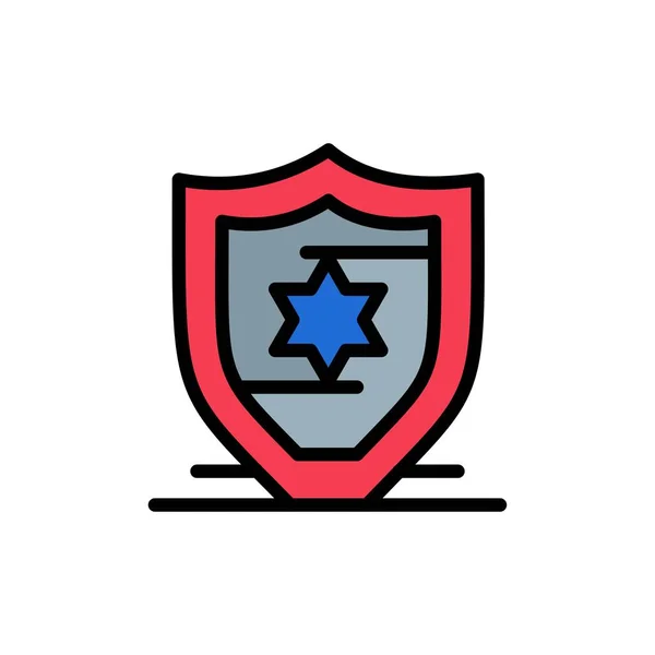 American, Protection, Shield  Flat Color Icon. Vector icon banne — Stock Vector