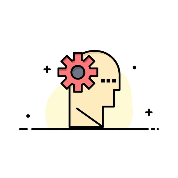 Brain, Process, Mind Business Flat Line Filled Icon V — стоковый вектор