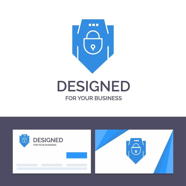Carte de visite créative et modèle de logo Internet, Mot de passe, Shi — Image vectorielle