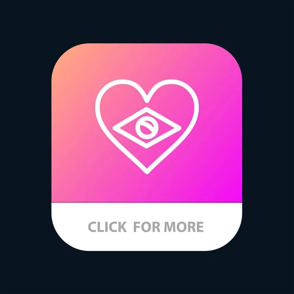 Corazón, Brasil, Bandera, Love Mobile App Button. Android y IOS Lin — Vector de stock