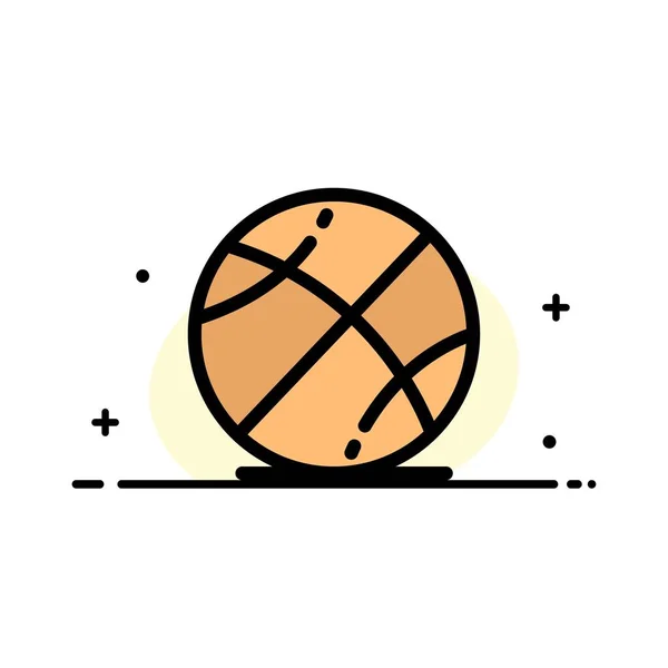 Basquete, Bola, Jogo, Educação Business Flat Line Cheio Ico —  Vetores de Stock