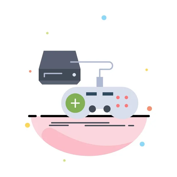 Console, jeu, jeu, playstation, jouer Flat Color Icon vecteur — Image vectorielle