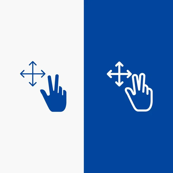 Δάχτυλο, χειρονομία, κρατήστε γραμμή και γλύφου συμπαγές εικονίδιο μπλε banner γραμμή — Διανυσματικό Αρχείο