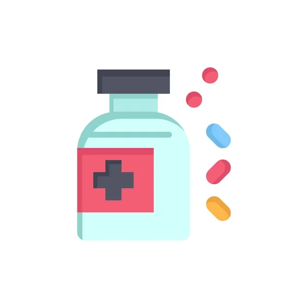 Garrafa, Medicina, Tablet Flat Color Icon. Vector ícone banner Te — Vetor de Stock