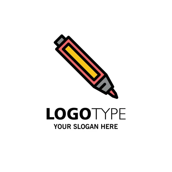 Освіта, ручка, олівець Шаблон бізнес логотипу. Плоский колір — стоковий вектор