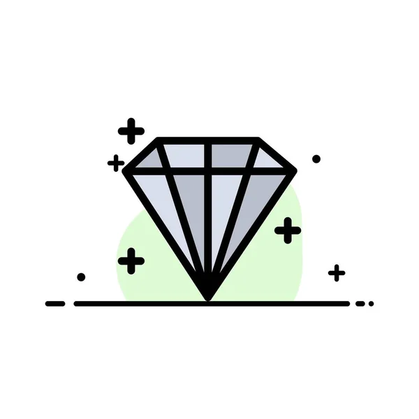 Diamante, joya, negocio del usuario línea plana llena icono Vector Bann — Archivo Imágenes Vectoriales