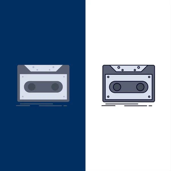 Cassette, démo, enregistrement, bande, enregistrement Flat Color Icon Vector — Image vectorielle