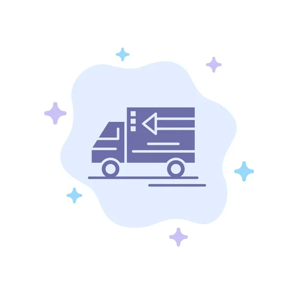 Вантажівка, доставка, товари, синя піктограма транспортного засобу на абстрактній хмарі Назад — стоковий вектор