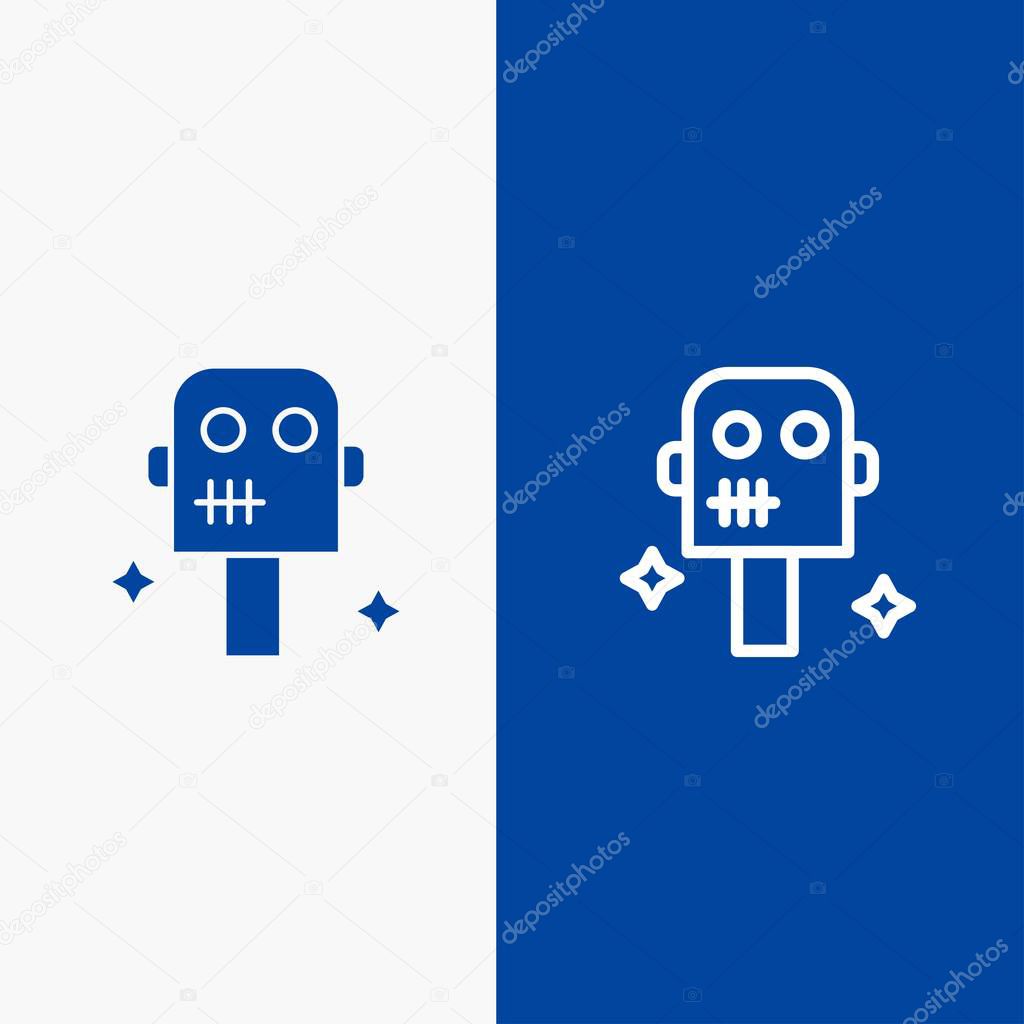 Space, Suit, Robot Line and Glyph Solid icon Blue banner Line an