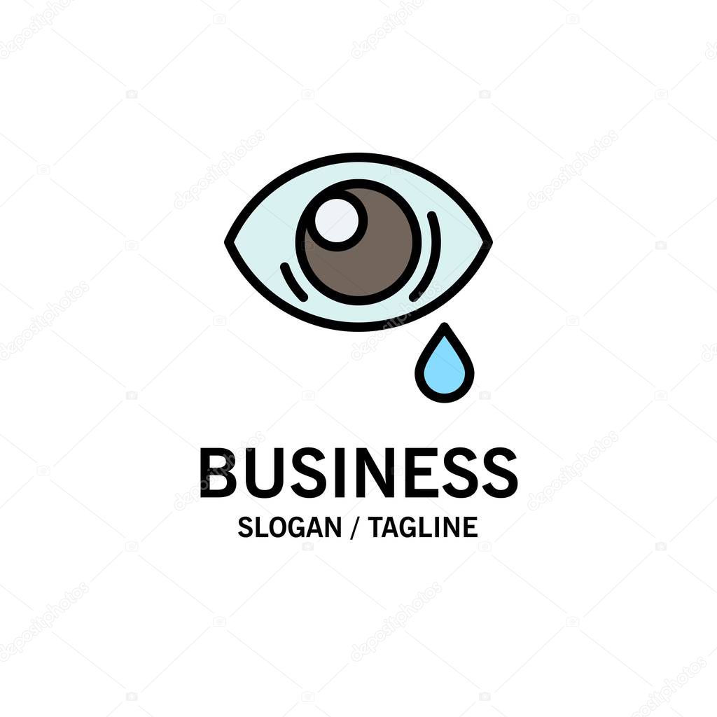 Eye, Droop, Eye, Sad Business Logo Template. Flat Color