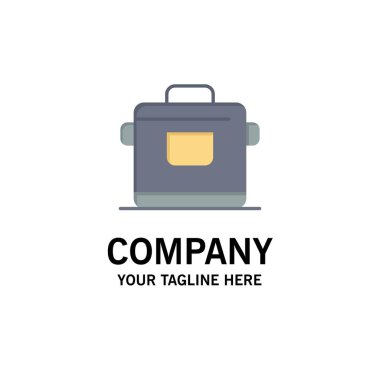 Ocak, Mutfak, Pirinç, Otel İş Logo Şablonu. Düz Renk