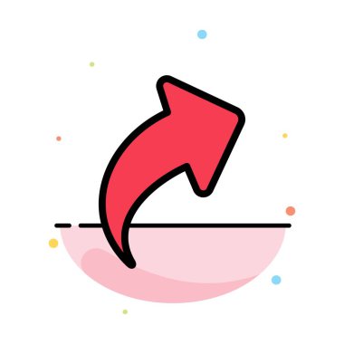 Ok, Yukarı, Yön, Sağ Soyut Düz Renk Simgesi Şablonu