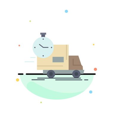 teslimat, zaman, nakliye, nakliye, kamyon Düz Renk Simge Vecto