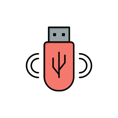 usb, paylaş, veri, depolama düz renk simgesi. Vektör simgesi afiş T