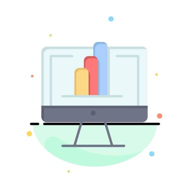 Bilgisayar, Monitör, Gömlek, Grafik Soyut Düz Renk Simge Templat