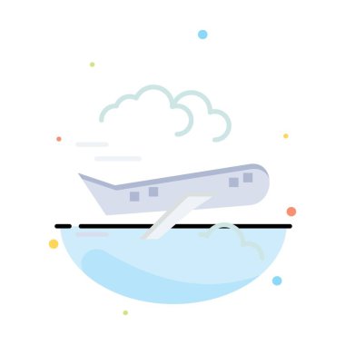 Hava, Uçak, Uçak, Fly Soyut Düz Renk Simgesi Şablonu